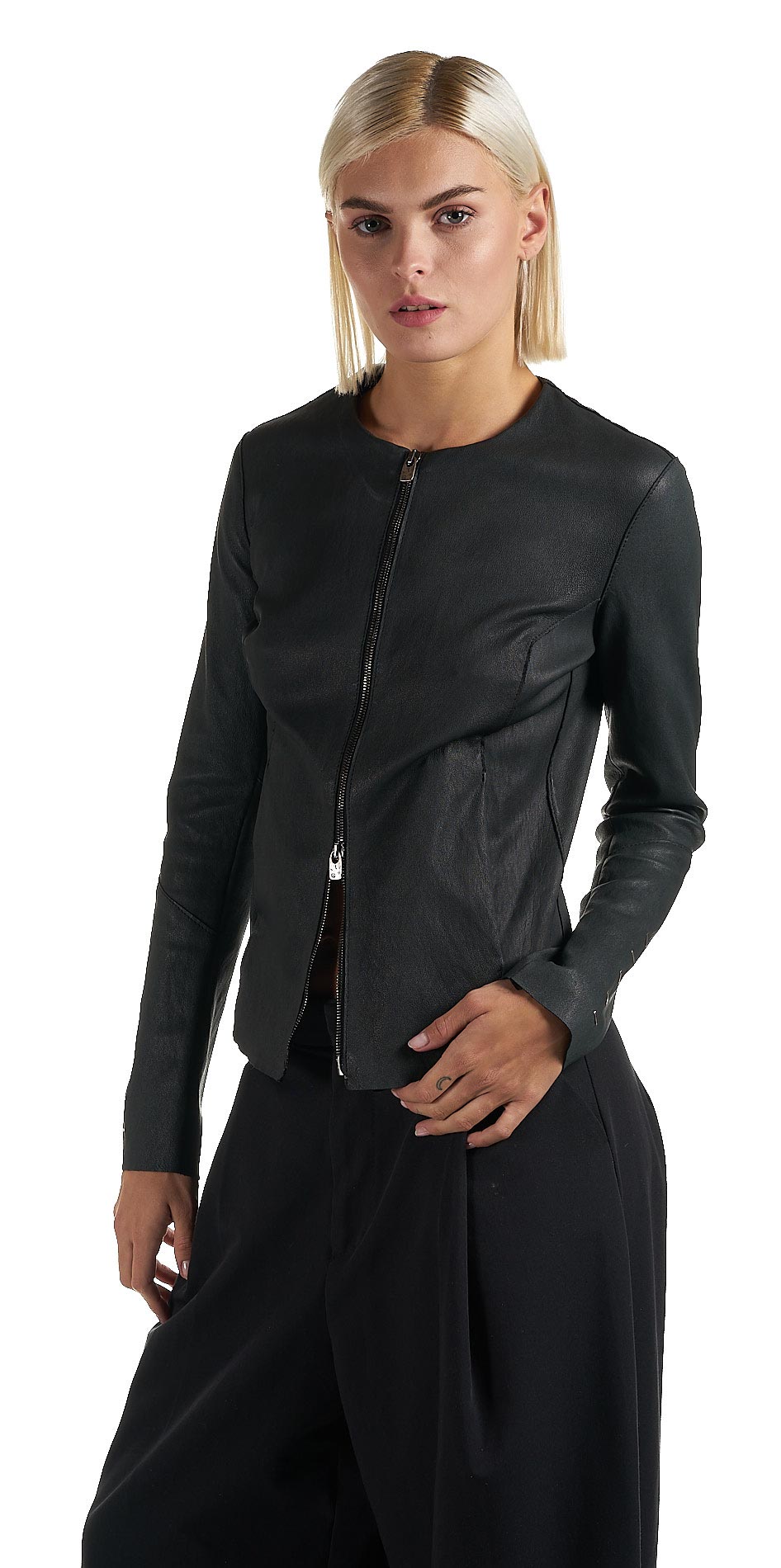 DANIELE BASTA LEATHER AND SILVER JACKET 